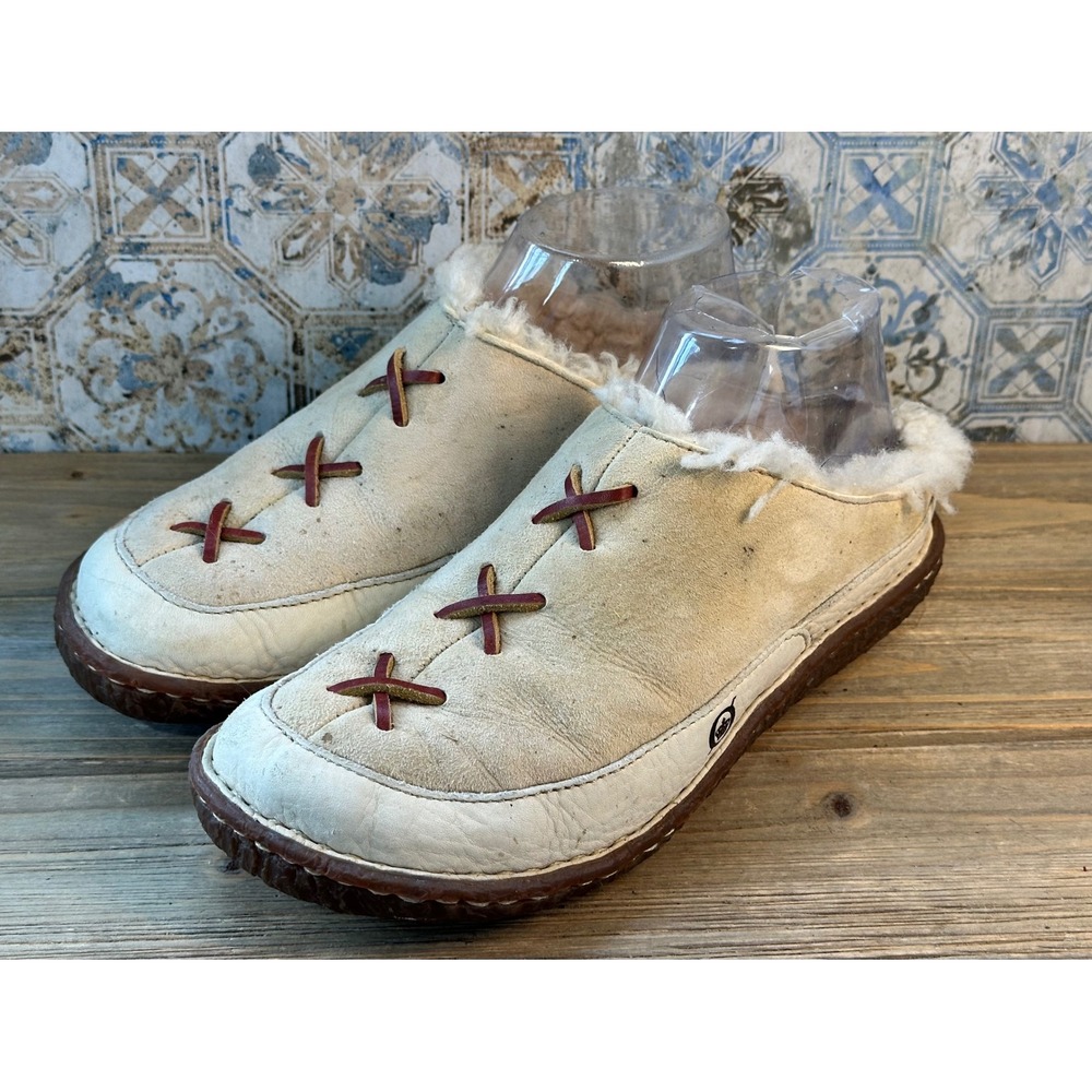 Born Suede Shearling Lined Mules Slides Cozy Womens 6 Neutral